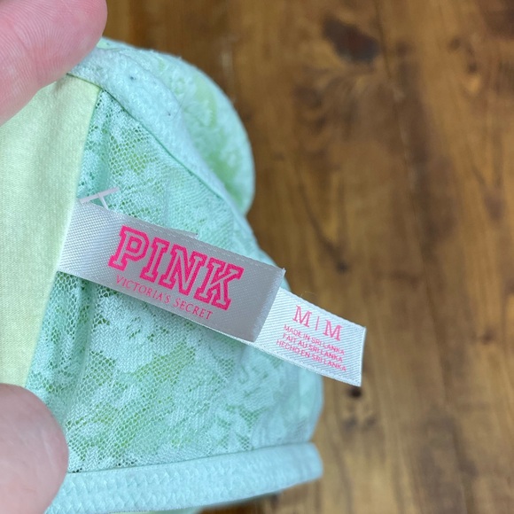 Pink by Victorias Secret lace bandeau bra blue and green size medium - Picture 4 of 5